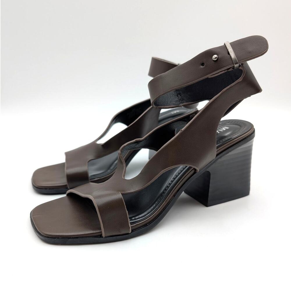 Mia Felipa Block Heel Sandals Open Toe Women's Chocolate Size US8M EU38